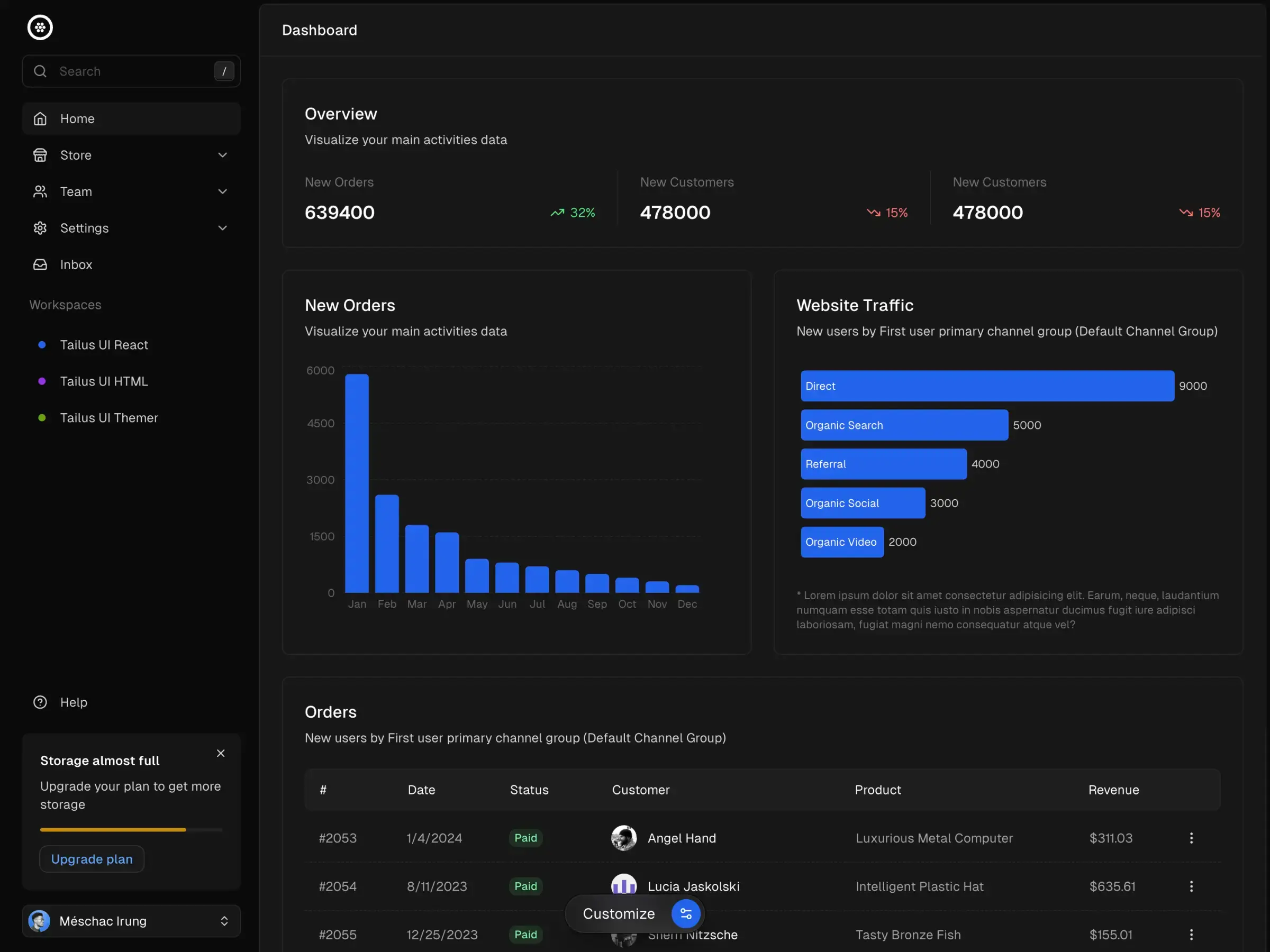 tailus ui hero section